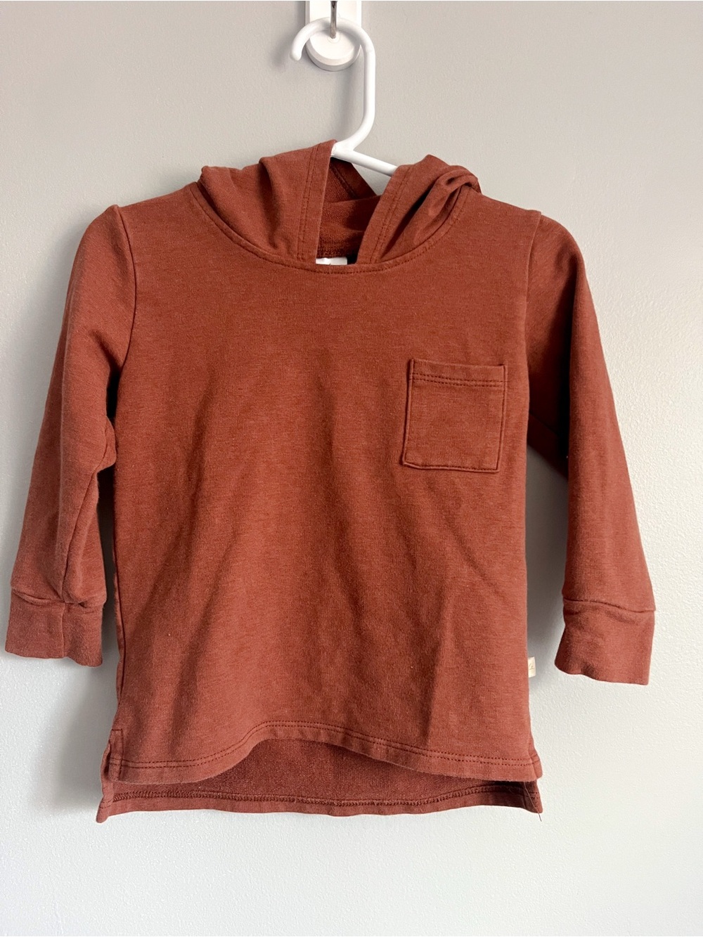 Jax + Lennon burnt orange lightweight hoodie - size 12-18 months - cotton bamboo